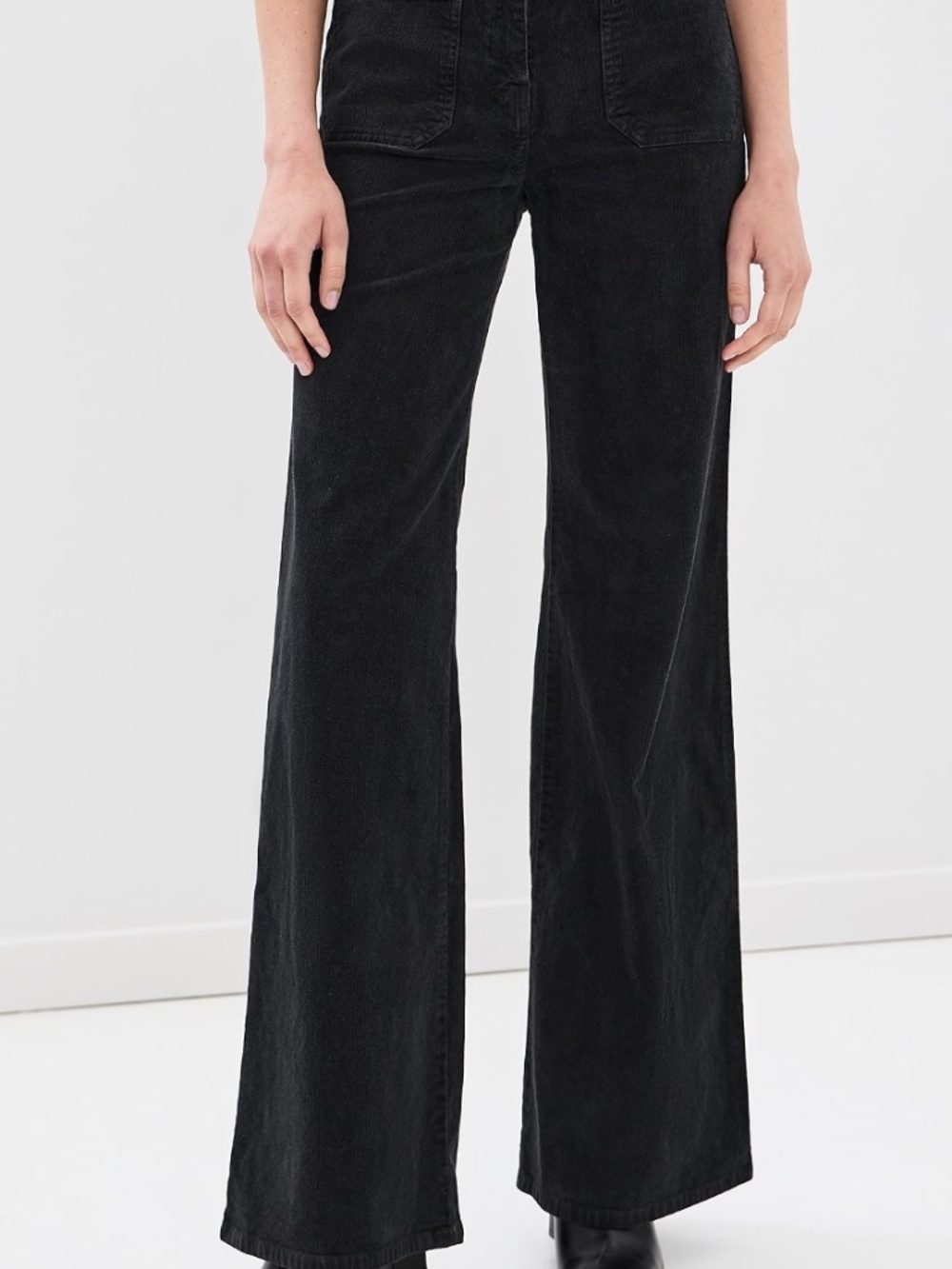 Nili Lotan Florence Corduroy Pants Flared High Rise Dark Charcoal Womens 0